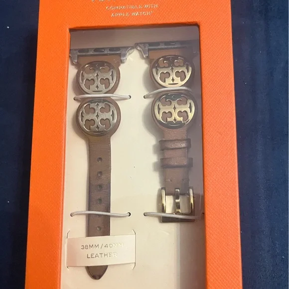 Tori Burch Brown Leather Watch Band with Gold Accents - Picture 8 of 8